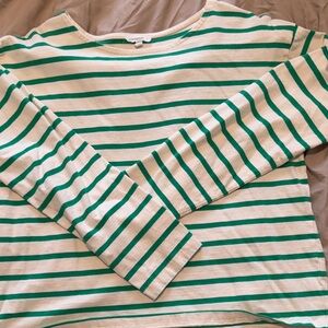 Maurices Green and White Striped Long Sleeve Tee